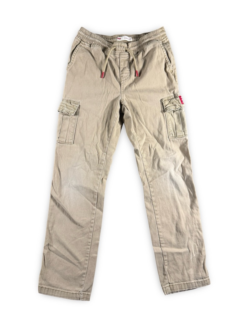 Levis Youth Boys Size 10 Khaki Cargo Pants with Elastic Waist and Drawstrings